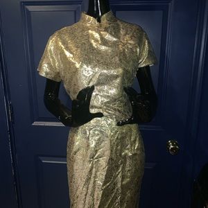 Gold Vintage Qipao Dress size M